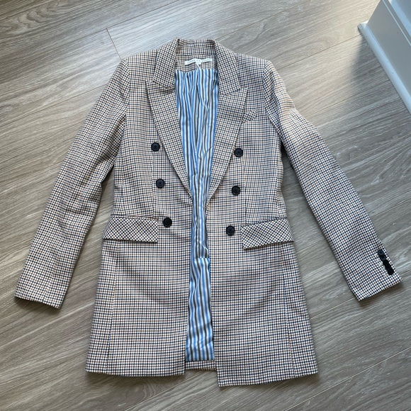 Veronica Beard Liss Dickey Houndstooth Blazer Sz 0 EUC Blue & Yellow - Picture 1 of 11